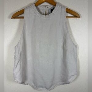 AYRES Sleeve Less Women’s Linen Top Button Down The Back Medium